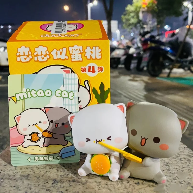 New Love Is Like A Peach Series Blind Box Mitao Cat 4 Toy Figures Action Mystery Box Surprise Cute Model Doll Birthday Gift Girl