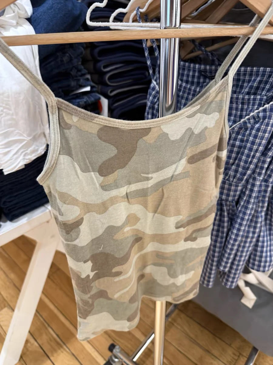Camouflage Print Slim Tank Tops Women Summer New Cotton Sleeveless Cropped Camisole Female Vintage Streetwear Casual Vest Y2k