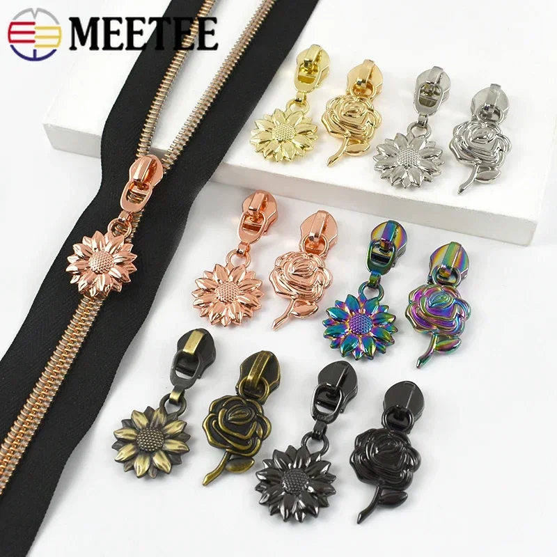 Meetee 5-30Pcs 5# Nylon Zipper Slider for Zippers Closure Bags Sewing Zips Pulls Heads Zip Repair Kits DIY Garment Accessories