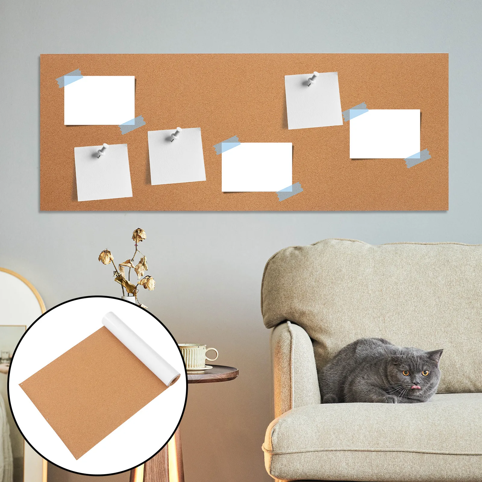 

Толстый рулонный пробковый лист 2400x400x1мм, самоклеящийся, отклеивающийся и приклеивающийся, для доски объявлений, настенного органайзера, пробковой подкладки для ящиков, для офиса