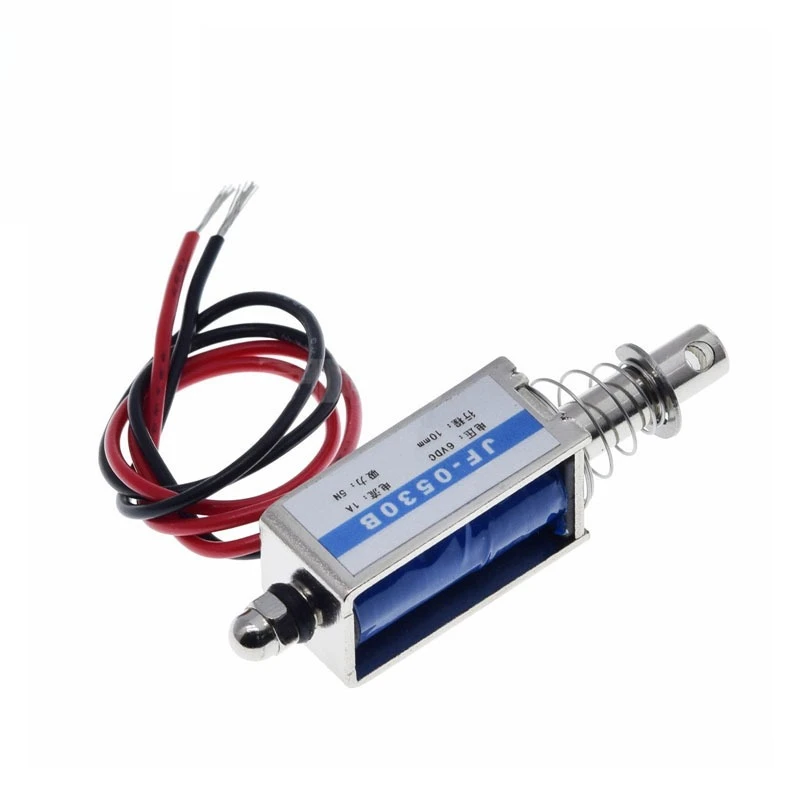 JF-0530B DC Push Pull Solenoid Electromagnet 6V 9V 12V Options Open Frame Linear Actuator Spring Return for DIY Automation