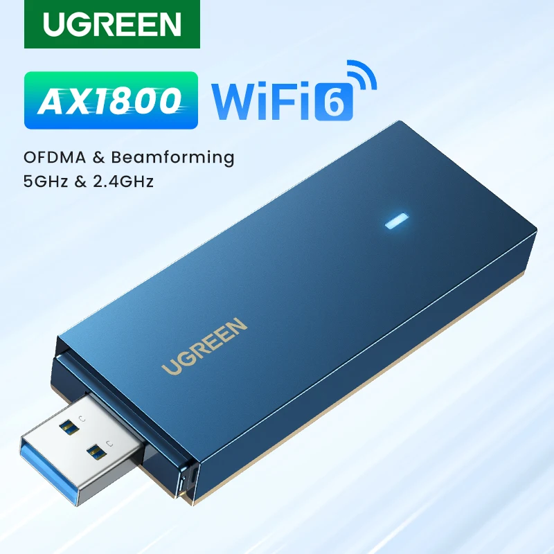 UGREEN-AX1800 WiFi 어댑터 WiFi6 USB3.0 5G 및 2.4G 듀얼 밴드 USB WiFi, PC 노트북 Wifi 안테나 USB 이더넷 수신기 네트워크 카드