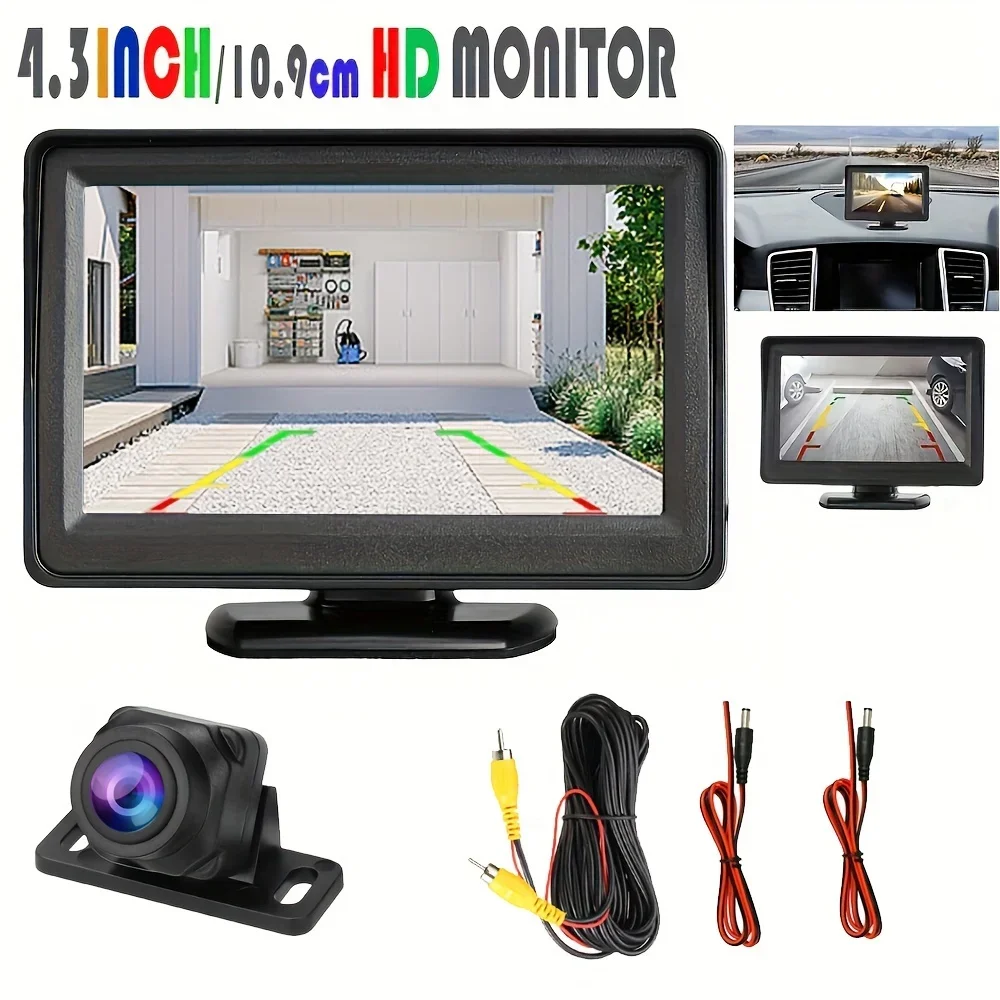 Car Monitor Camera 4.3-inch Display HD Reversing Rearview Camera Car Reversing Kit For Car Pickup Universal