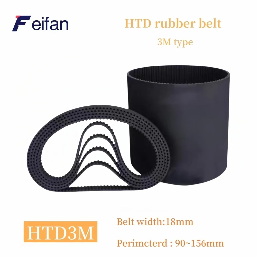 

HTD 3M Synchronous Timing belt, length 90/105/108/114/117/120/126/132/138/141/147/150/153/156mm for width 18mm Rubber closed 3M,
