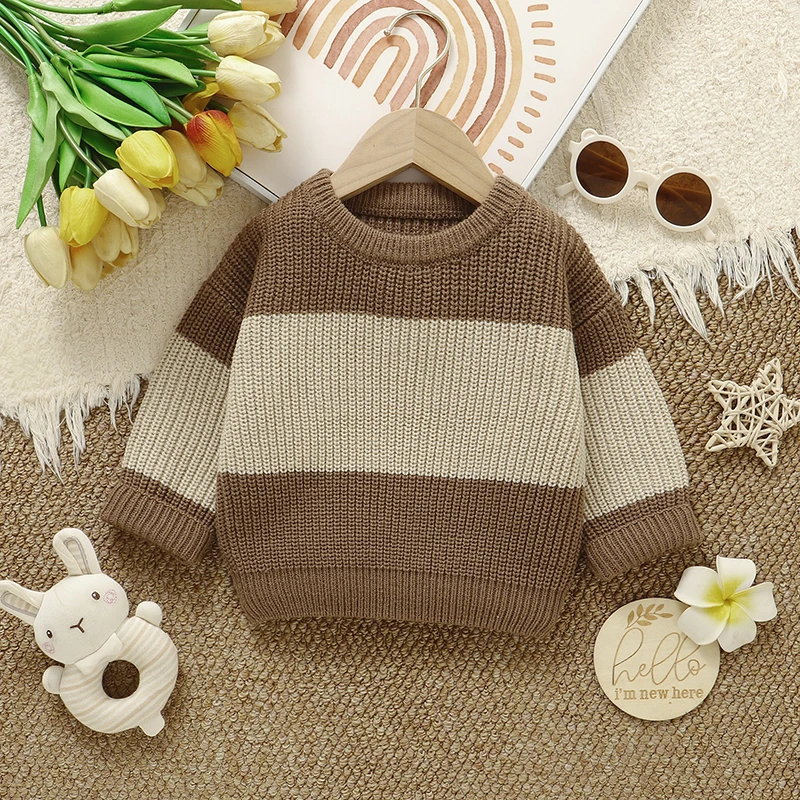 

Baby Boys Girls Sweaters Clothes Autumn Winter Knitted Infant Unisex Pullovers Crew Neck Full Sleeves Toddler Knitwear Tops 1-3Y