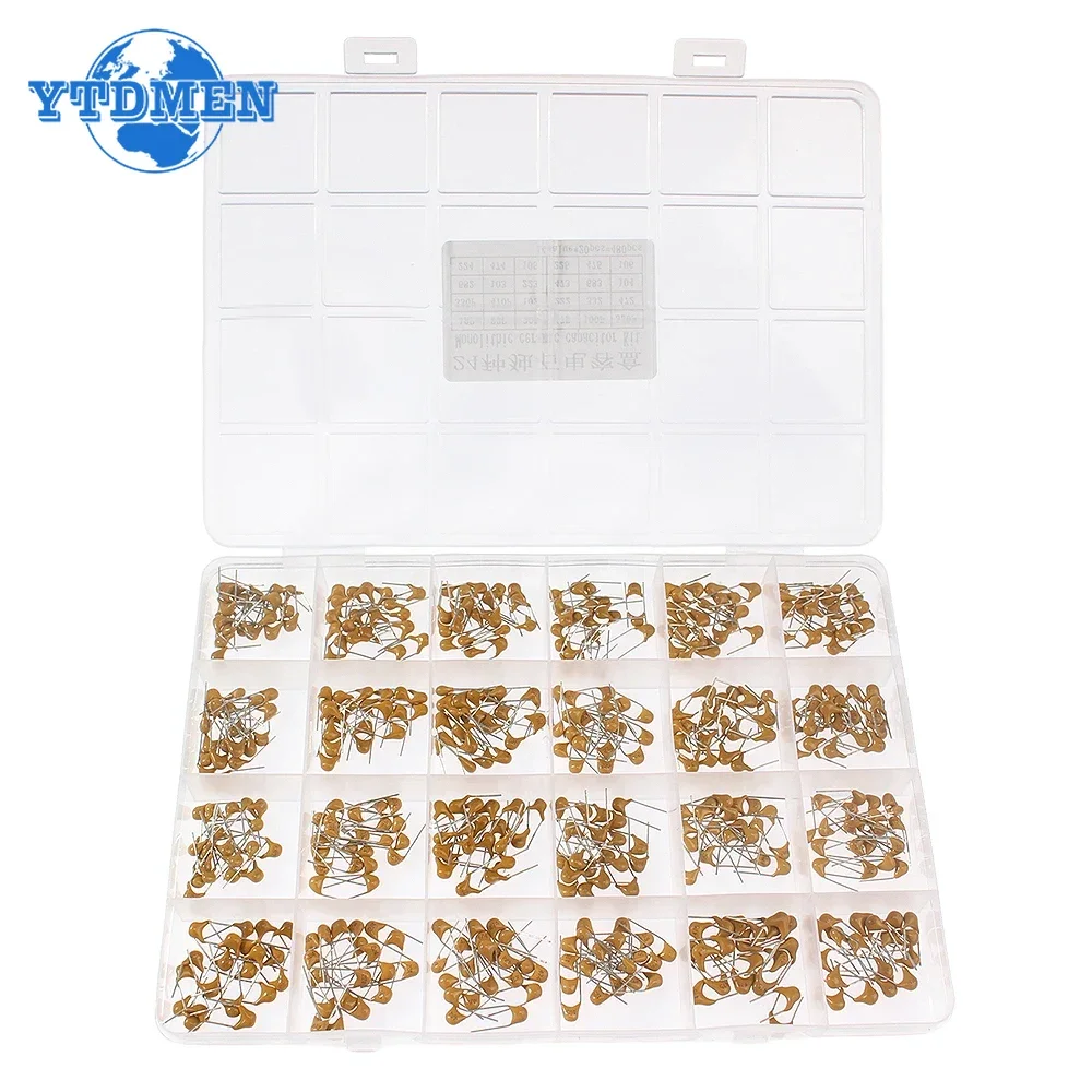 480pcs 24 유형 모놀리식 세라믹 커패시터 50V 10pF-10uF 세라믹 커패시터 모듬 키트 전자 커패시터 세트