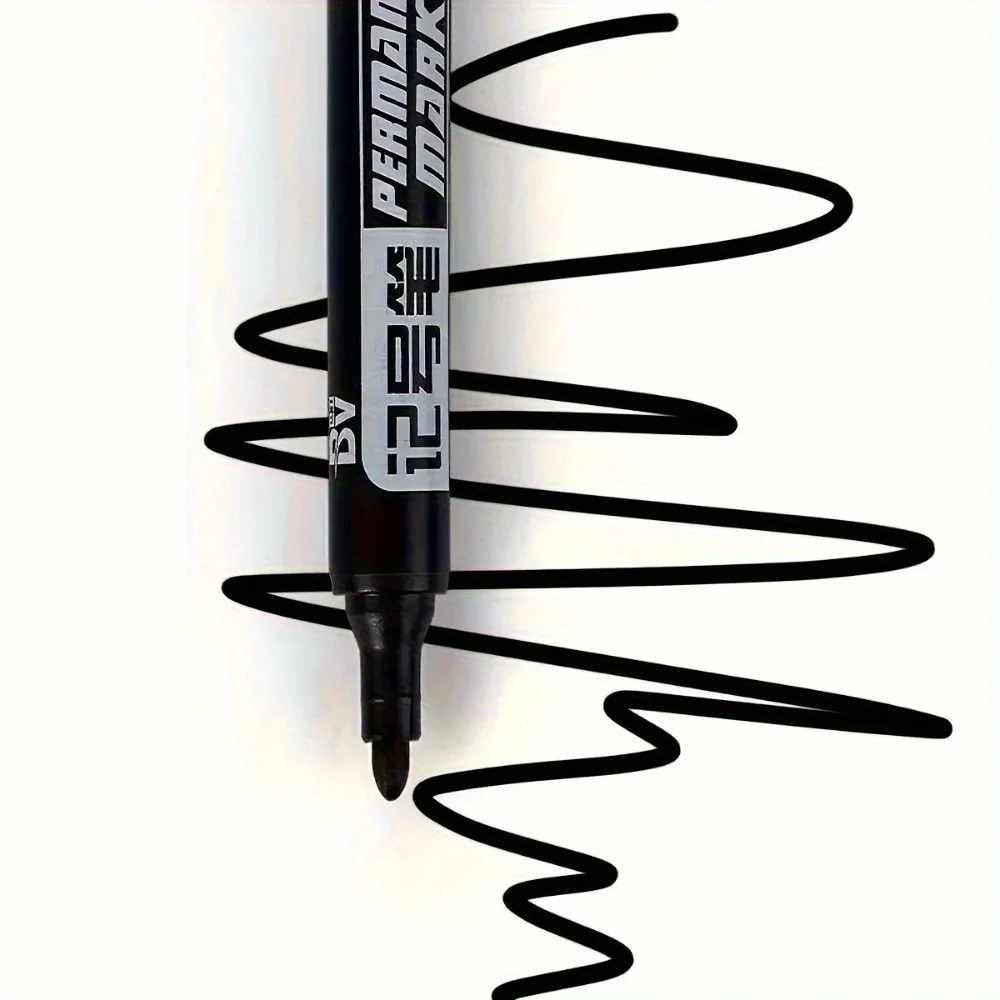 5 шт. водонепроницаемые перманентные маркеры, черные чернила большой емкости, на масляной основе, идеально подходят для офиса и маркетингового использования