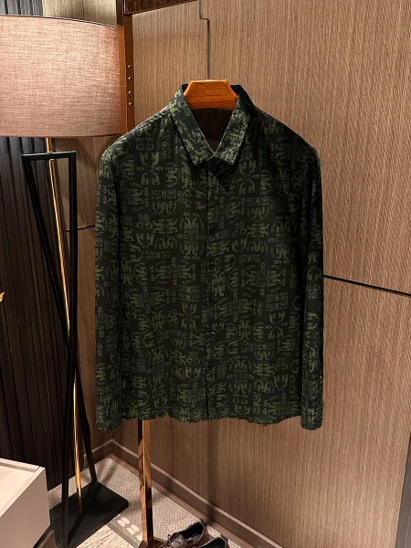 

High-Quality Silk Mens Long Sleeve Shirt New Chinese Style National Essence Xiangyun Silk Business Gentleman Summer Shirt