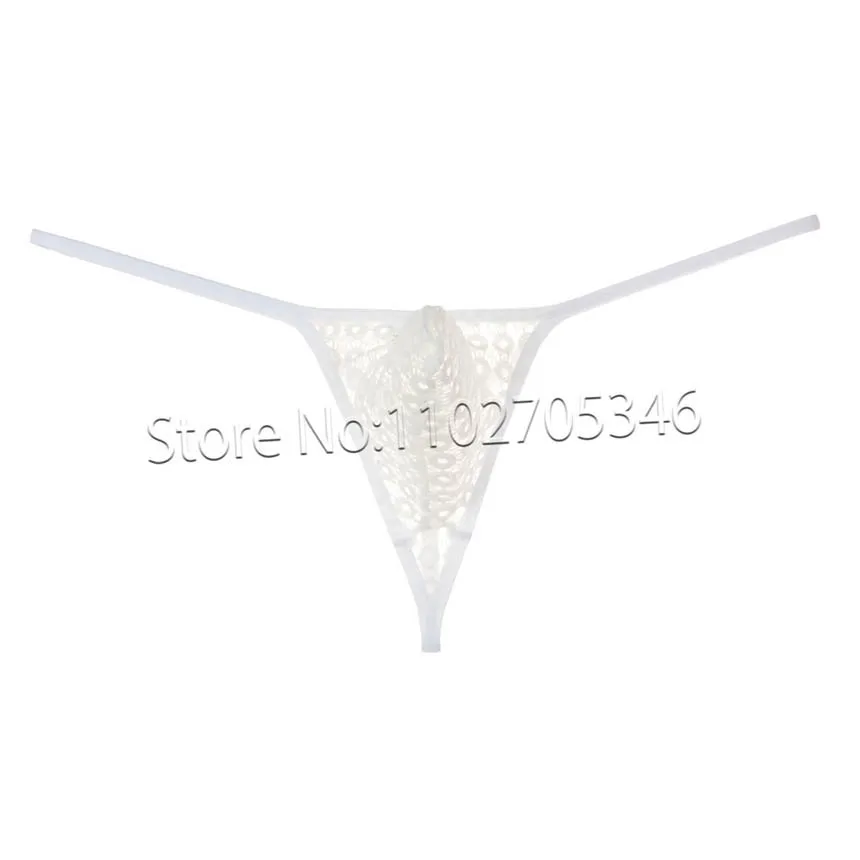 Sexy Pouch String Micro Thong Men Tanga See-through Lace Bikini T-Back Pouch Panties Breathable