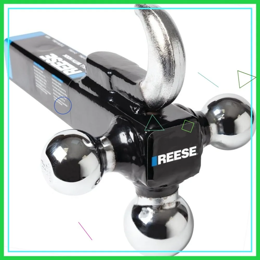 

Triple Ball Trailer Hitch with Hook, Fits 2-Inch Receiver, 10,000 lbs Capacity, Chrome Balls (1-7/8", 2", 2-5/16")