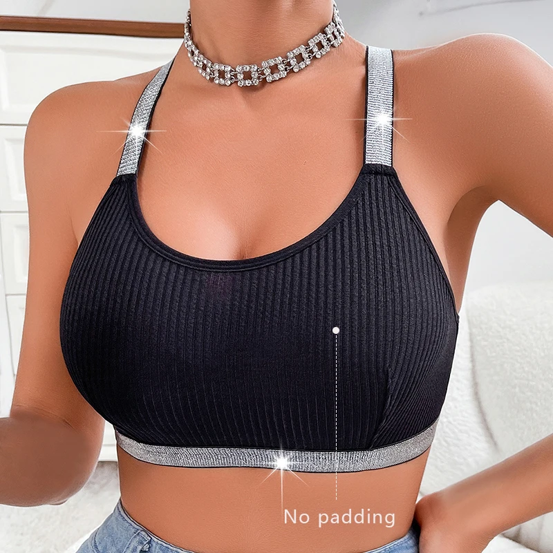 Seksi Nervürlü Spor Spor Kadın İç Giyim Yoga Tankları Üst Backless Lingerie Bayan Sütyen Rahat Push Up Şık Bralette