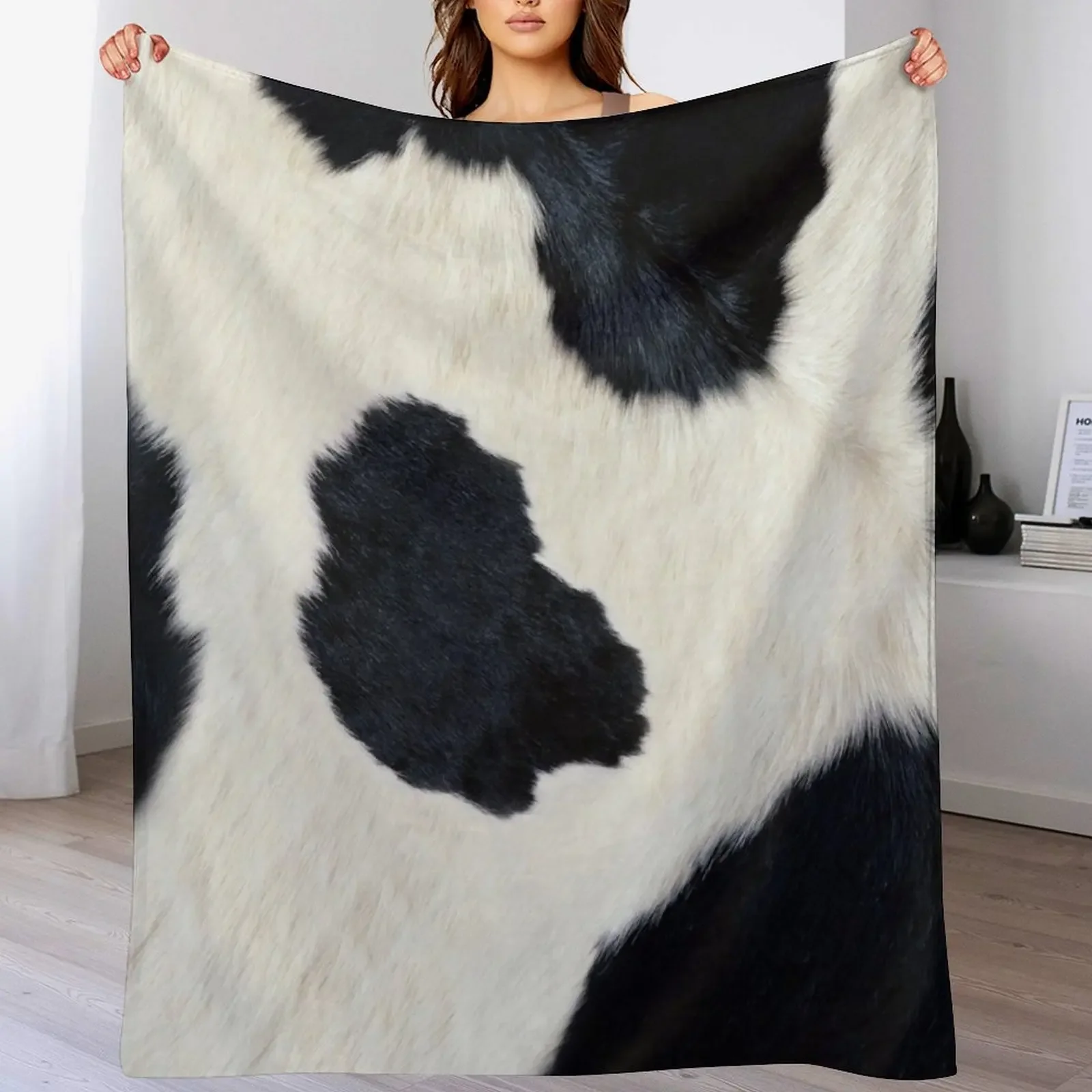 

Cow Hide Black & White Throw Blanket bed plaid cosplay anime Sofa Quilt warm winter Blankets