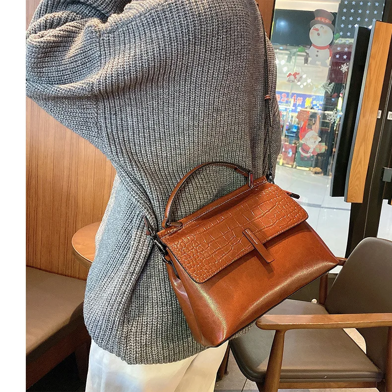 حقيبة يد من الجلد الطبيعي لعام 2025 للنساء، حقيبة كتف بمقبض علوي عتيق وحزام قابل للتعديل، محفظة كروس، واسعة ومتعددة الاستخدامات #5