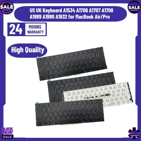 New Laptop US UK Keyboard A1534 A1706 A1707 A1708 A1989 A1990 A1932 for MacBook Air/Pro Retina Keyboard Replacement