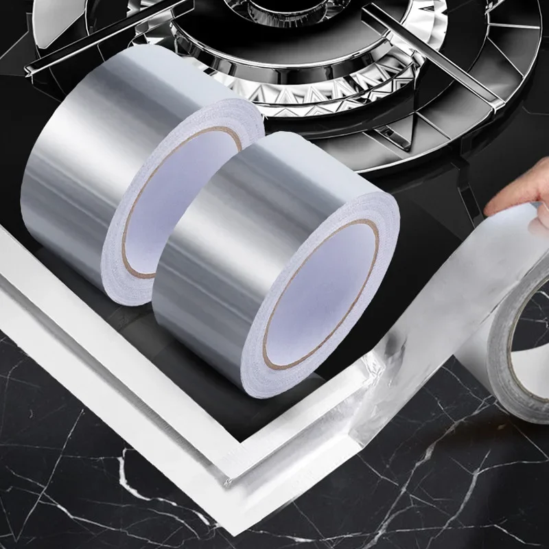 Kitchen Aluminum Foil High-Temperature Tape Cooktop Self-Adhesive Greaseproof Stickers Moisture-Proof Mildew Waterproof Seam Sea