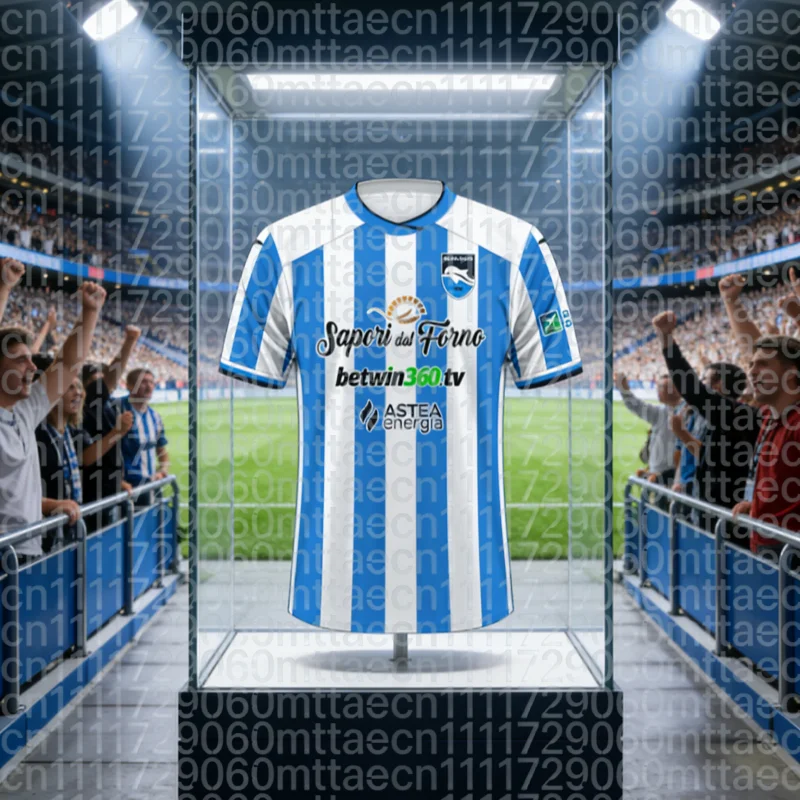 Camiseta de Fútbol del Pescara Calcio Temporada 2025-26, Equipación Local 3D para Adultos y Niños, Camiseta Deportiva Familiar, Secado Rápido, Suave y Ligera para Verano