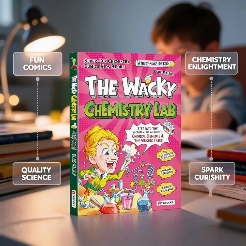 The Wacky Chemistry Lab English Paperback for Kids, Fun Comic Book about Chemical Elements & Periodic Table, Kids Science