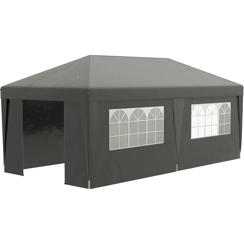 

10' x 19.5' Pop Up Canopy Tent with Sidewalls, UPF 30+ Height Adjustable Large Party Tent Event Shelter with Leg Weight Bags an