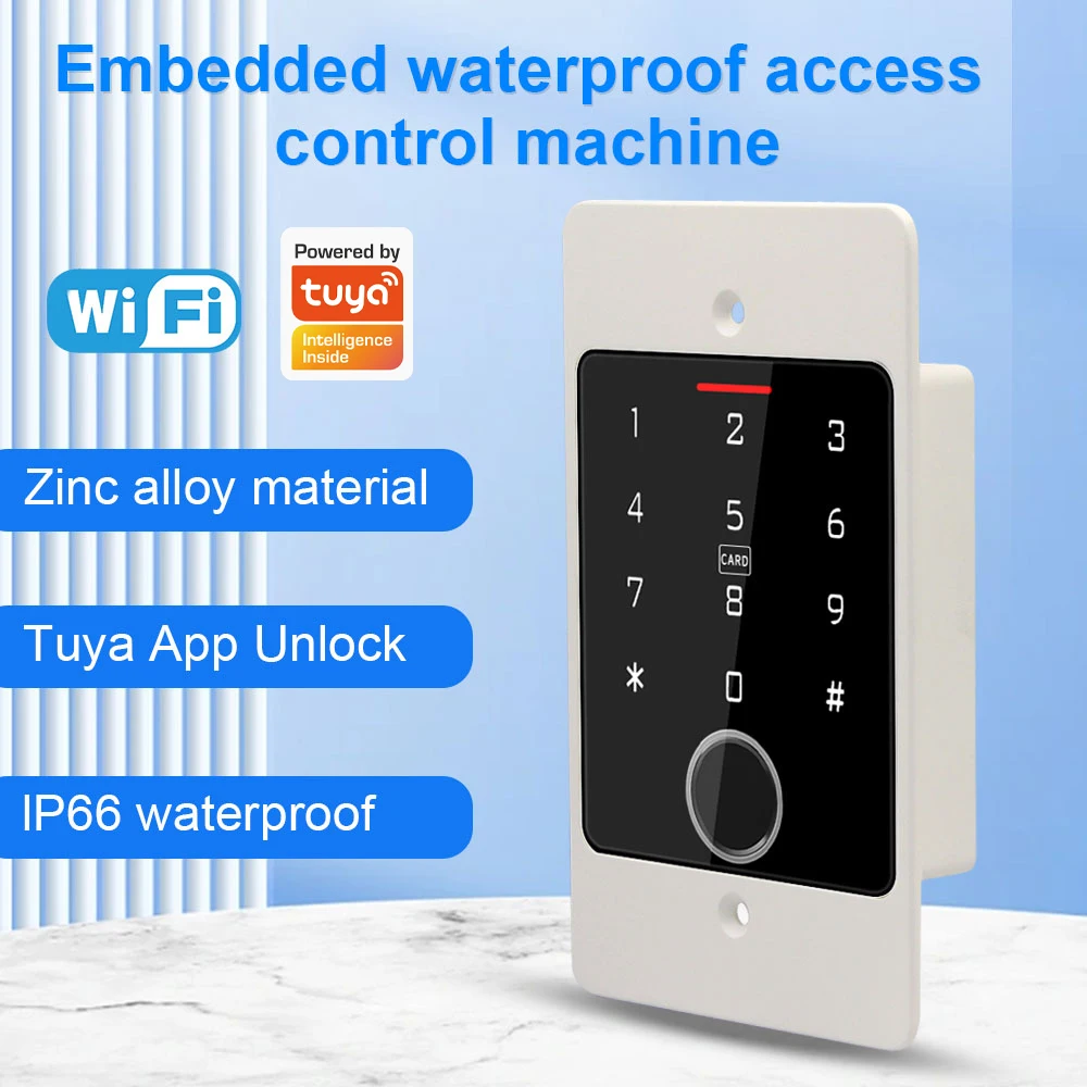 Support Tuya APP Recessed Keypad for Access Control System Waterproof  Standalone Access Controller Metal 125KHz Card Reader