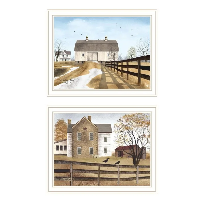 

Vignette Grandpa's Barn Autumn Afternoon White Framed Wall Art Print Farmhouse Style Home Decor by Billy Jacobs