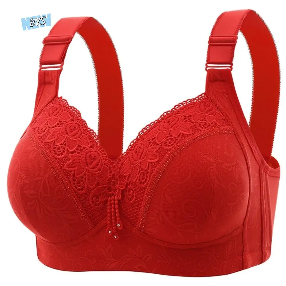 

Plus Large Size Elderly Mothers Lace Bra Close-fitting Shockproof Lace Women's Underwear Non Steel Ring Lingerie