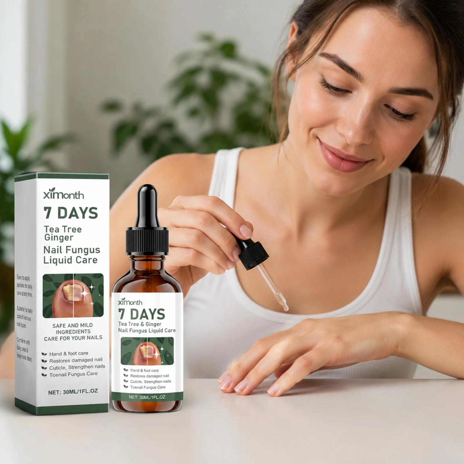 1/2/3/5PCS 7Days Tea Tree Ginger Nail Fungus Care Solution Repair Damaged Nails Strengthen Toenail Fingernail Nail Care