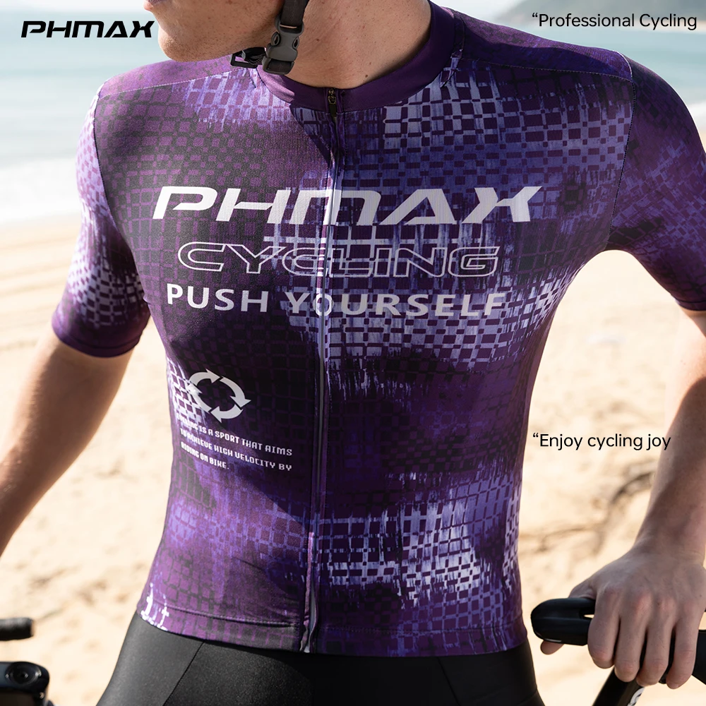 PHMAX Men Cycling Jersey Summer Breathable Short Sleeve Anti-UV SPF50+ MTB Road Bike Quick Dry Bicycle Shirt Outdoor Sports Top