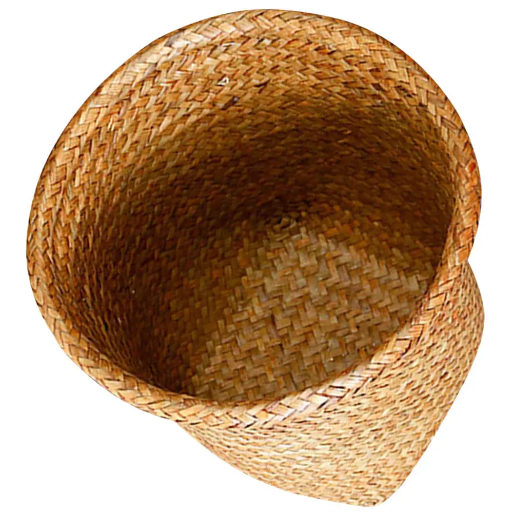 

Straw Woven Storage Basket Round Design Large Capacity Garden Balcony Decorative Household Organizer Sundries Holder
