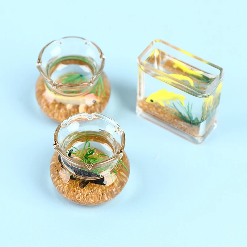 Puppenhaus Mini Aquarium DIY Harz transparent Goldfisch Tanks Miniatur Dekor