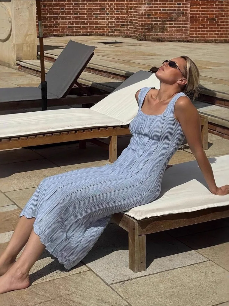 Seksowna damska sukienka maxi z siateczki, tęczowa, z wycięciami, obcisła, bez bikini, sukienka wakacyjna, odzież plażowa, lato 2026