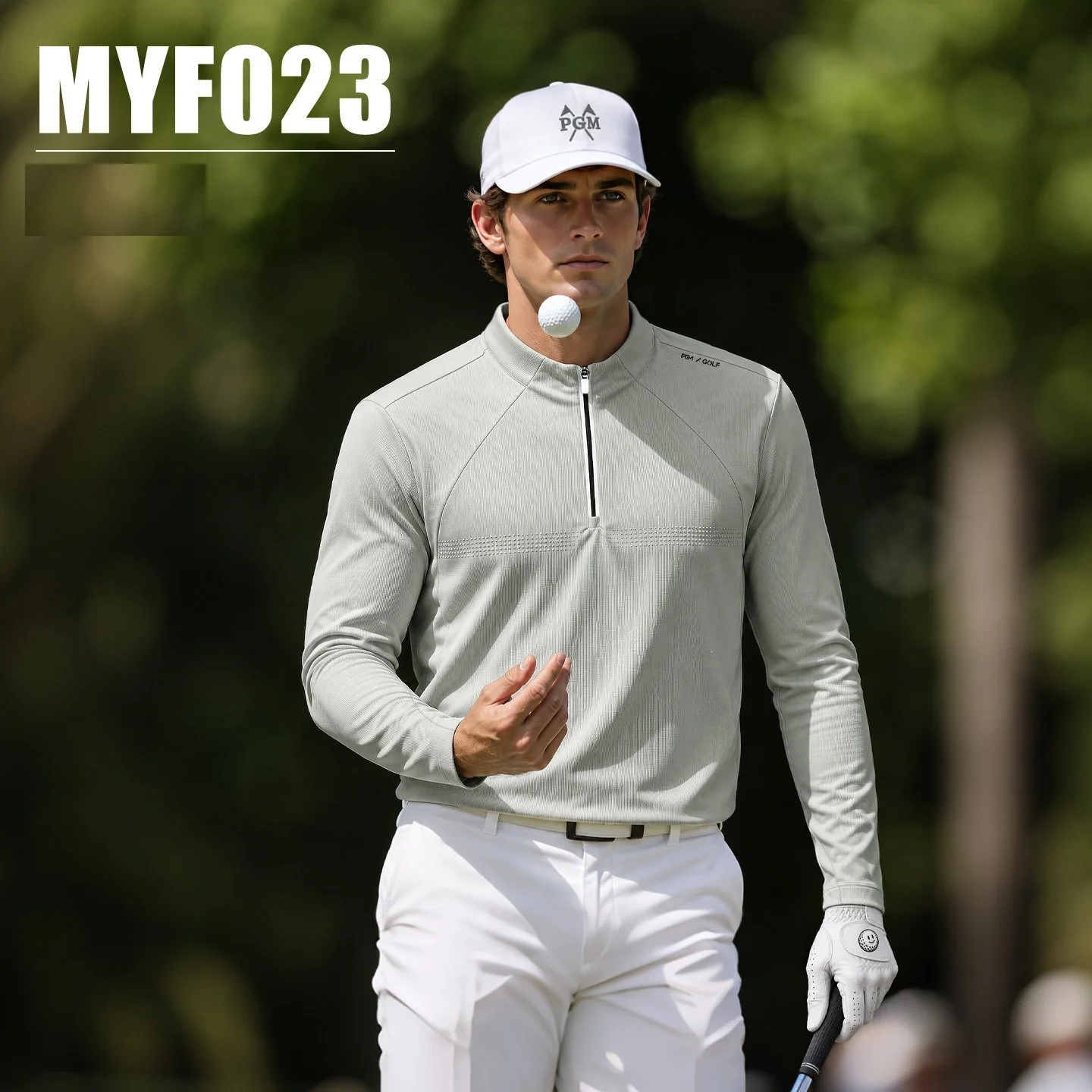 Pgm Men Zipper Collar Golf Shirt Long Sleeve Stand Neck Polo Tops Male Comfortable Fit Golf Pullover Outdoor Sports Golf Apparel