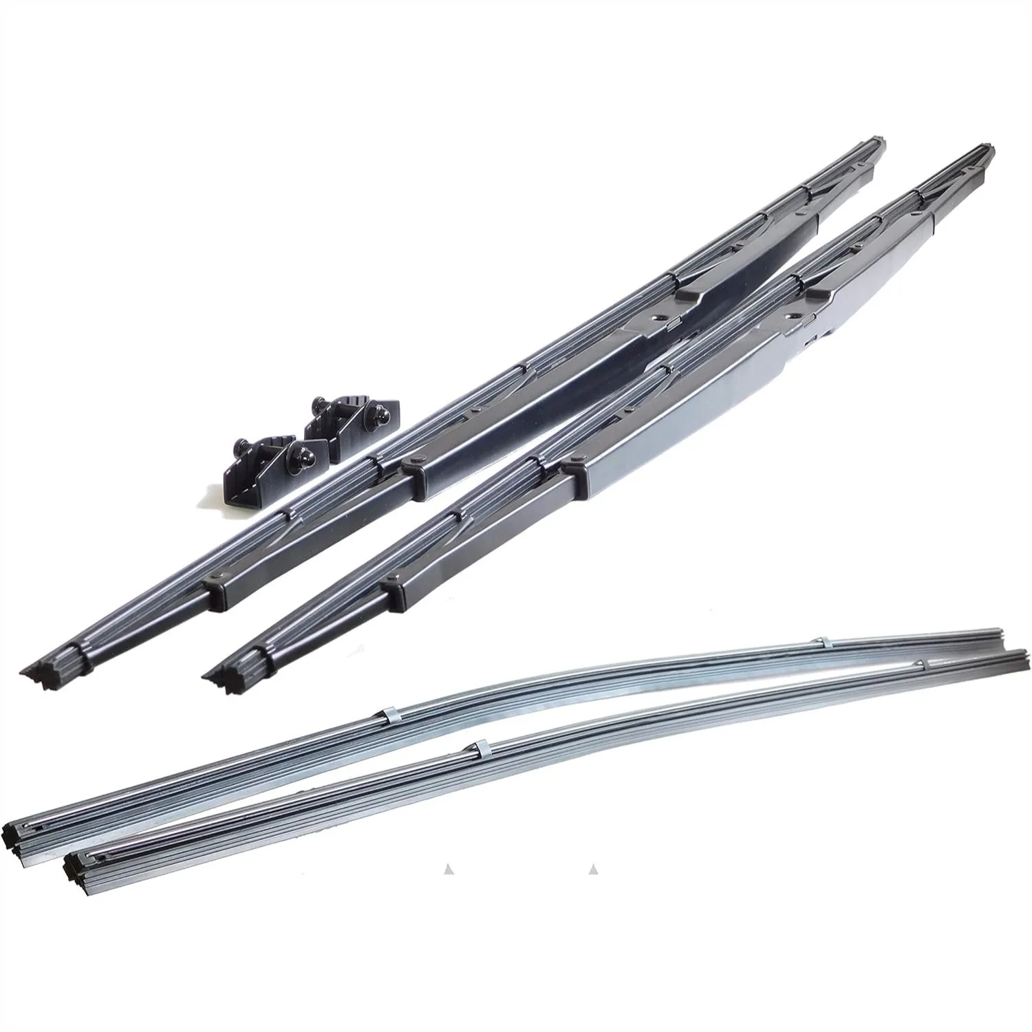 

32" Heavy Duty Windshield Wiper Blade Pair for RV Motorhome with Wide Saddle Mount, 2 Rubber Refills Included