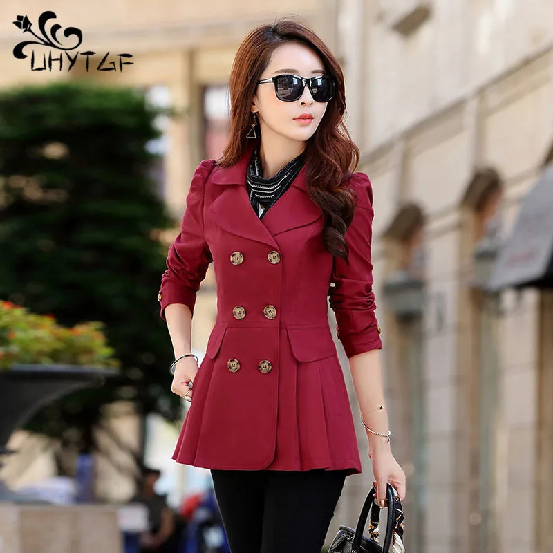 

UHYTGF Short Coat Women Tops Chaqueta Mujer Spring And Autumn Coats And Jackets women Fashion Double-breasted Casual Jacket 287