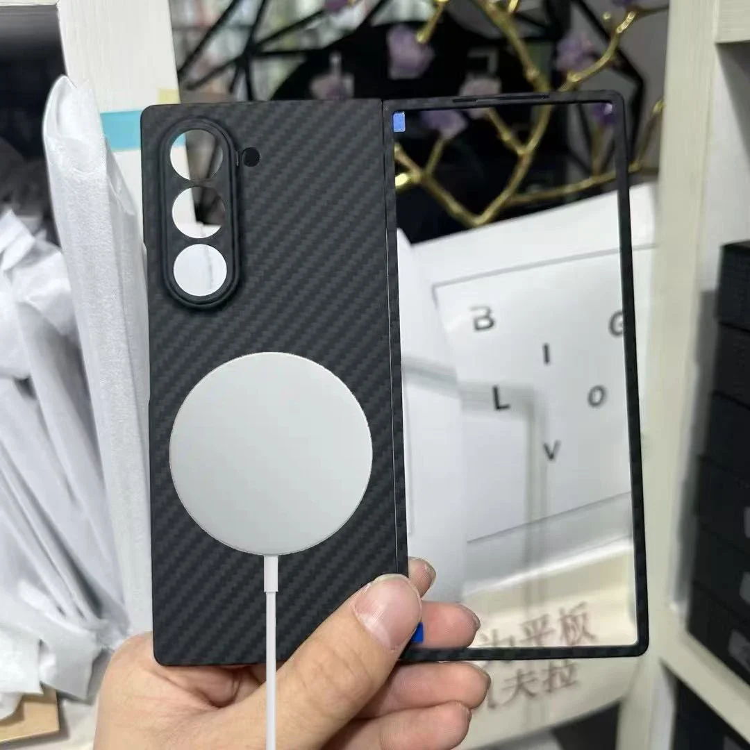 

Магнитный арамидный чехол для телефона из углеродного волокна для Samsung Galaxy Z Fold 6, чехол Magsafe из настоящего углеродного волокна, чехол для Galaxy Z Fold6