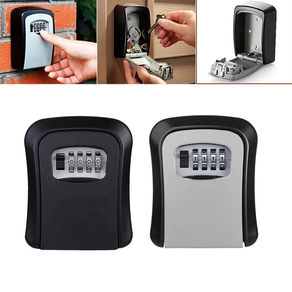 Wall-Mounted Key Safe Weatherproof Combination Key Storage Lock Box Indoor and Outdoor Password Key Lock Box