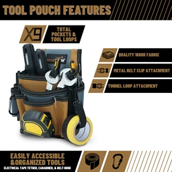 Electrician's Small Tool Pouch for Tool Belt Tool Pouch Tool Holster with Multiple Pockets, Construction Pouch Tool Organizer