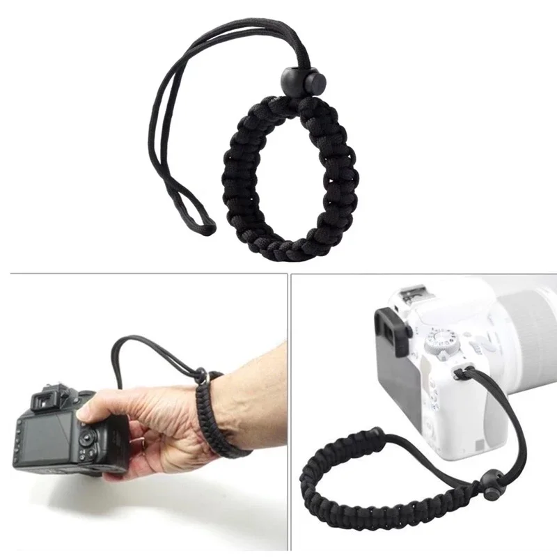حبل حزام المعصم Paracord المضفر لحزام الكاميرا DSLR