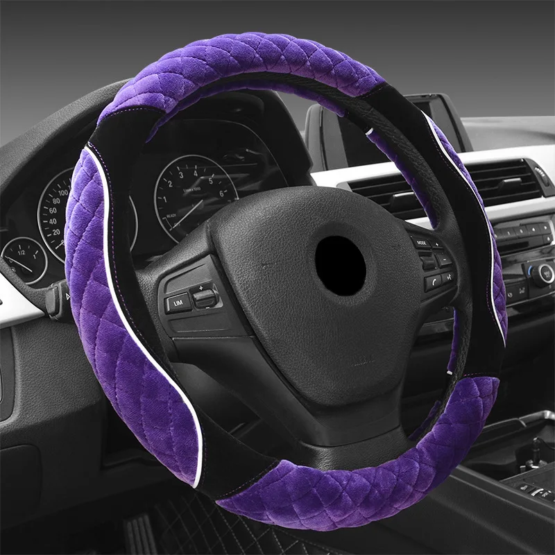 38cm circular Plush car steering wheel cover Plush short velvet handlebar cover Keep warm and slip resistant in winter