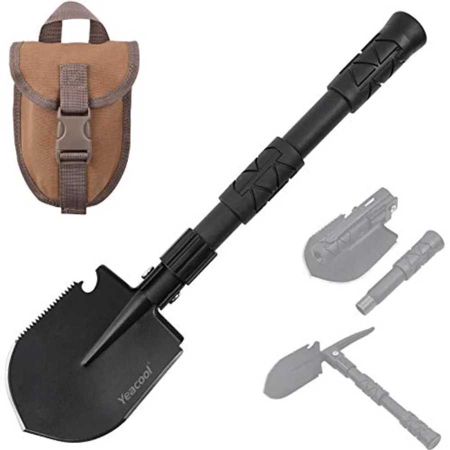 

Folding Survival Shovel Multi-Tool, Heavy-Duty Military Entrenching Tool with Pickaxe, Collapsible Spade for Disaster Recovery,