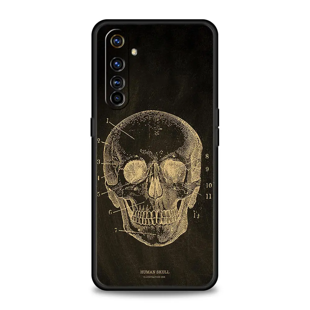 For Realme GT Neo 2 3 3T 5 Case For Realme 12 11 5G 10 9 8 5G 7 6 GT5 GT3 GT2 Pro C21 C11 C25 C35 Skeleton Chalkboard Body Heart