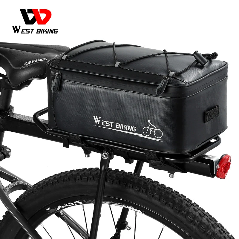 WEST BIKING Bicycle Rear Seat Bag 4L Large Capacity Reflective Waterproof Bike Rack Bag With Rain Cover MTB Road Bike Accessory