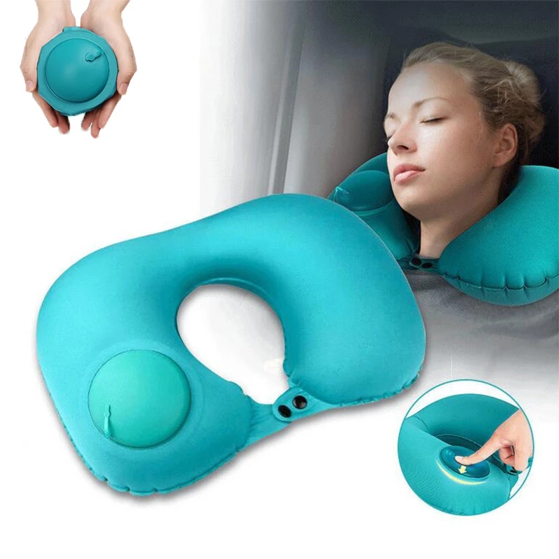 U-Shape Inflatable Travel Pillow Neck Pillow Car Air Inflatable Neck Pillow Neck