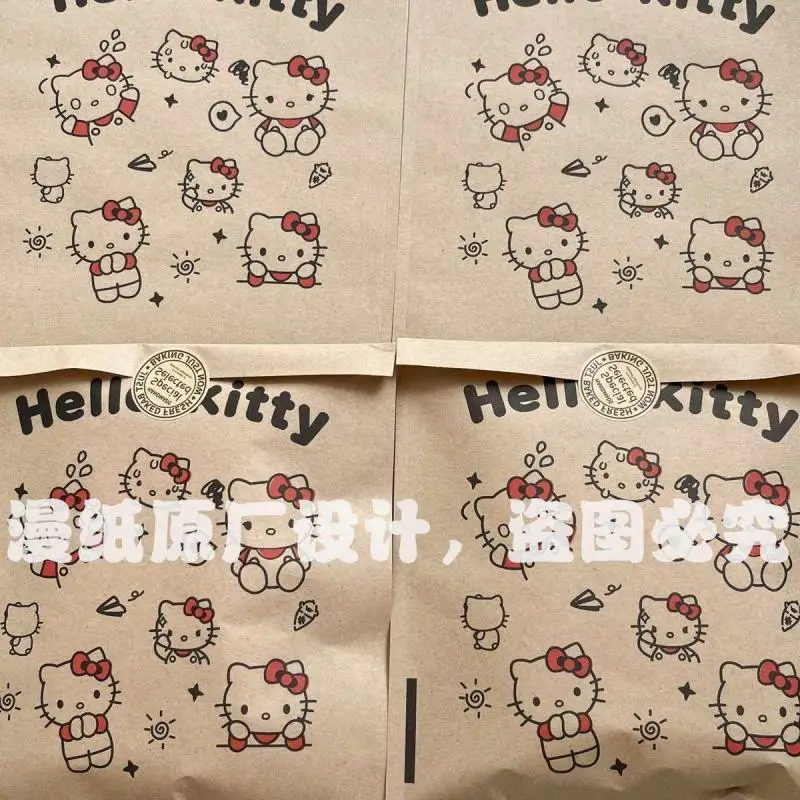 Cute Sanrio Hello Kitty Kraft Paper Bag Opaque Ziplock Packaging Bag High-End Thickening Large Capacity Packaging Gift Bag Gift