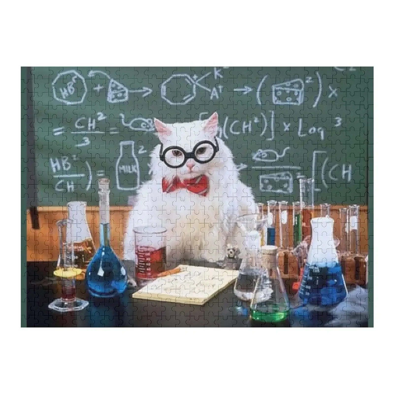 

Chemistry Cat Jigsaw Puzzle Custom Wooden Name Personalized Gifts Customizable Gift Wooden Adults Puzzle