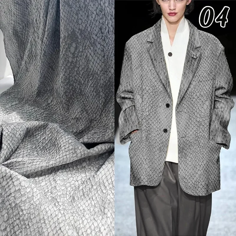 

Luxury Snakeskin Jacquard Fabric Vintage Designer Polyester Cloth for Coats Jackets Diy Sewing Clothing Needlework Smooth Fabric