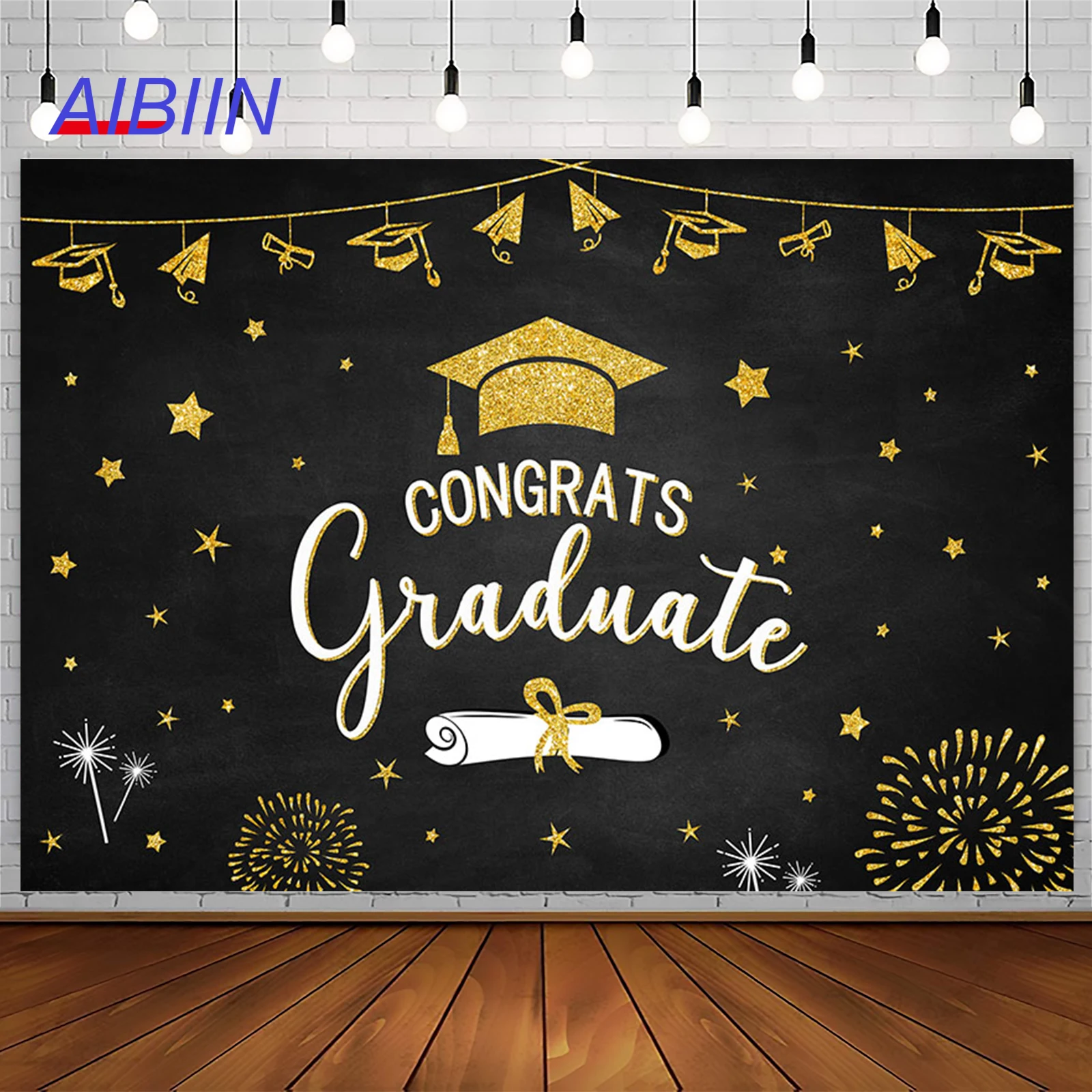 

Congratulation Graduate Photography Background Black Gold Glitter Poster Graduates Backdrop Graduation Prom Party Decorations