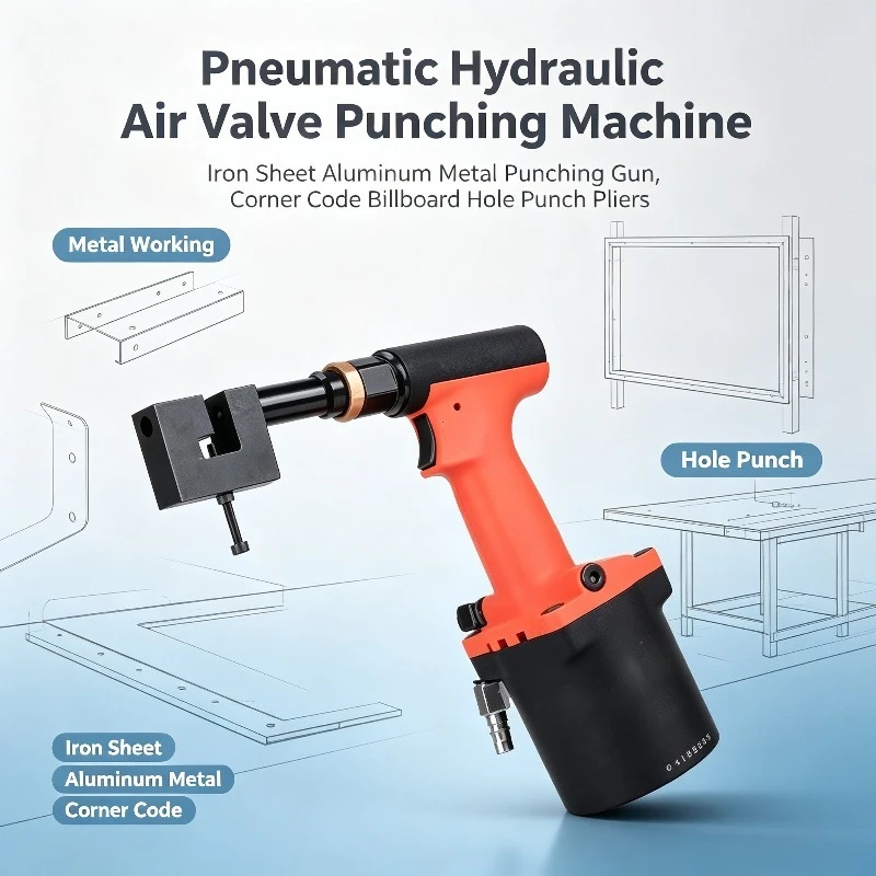 Pneumatic Hydraulic Air Valve Punching Machine, Iron Sheet Aluminum Metal Punching Gun, Corner Code Billboard Hole Punch Pliers