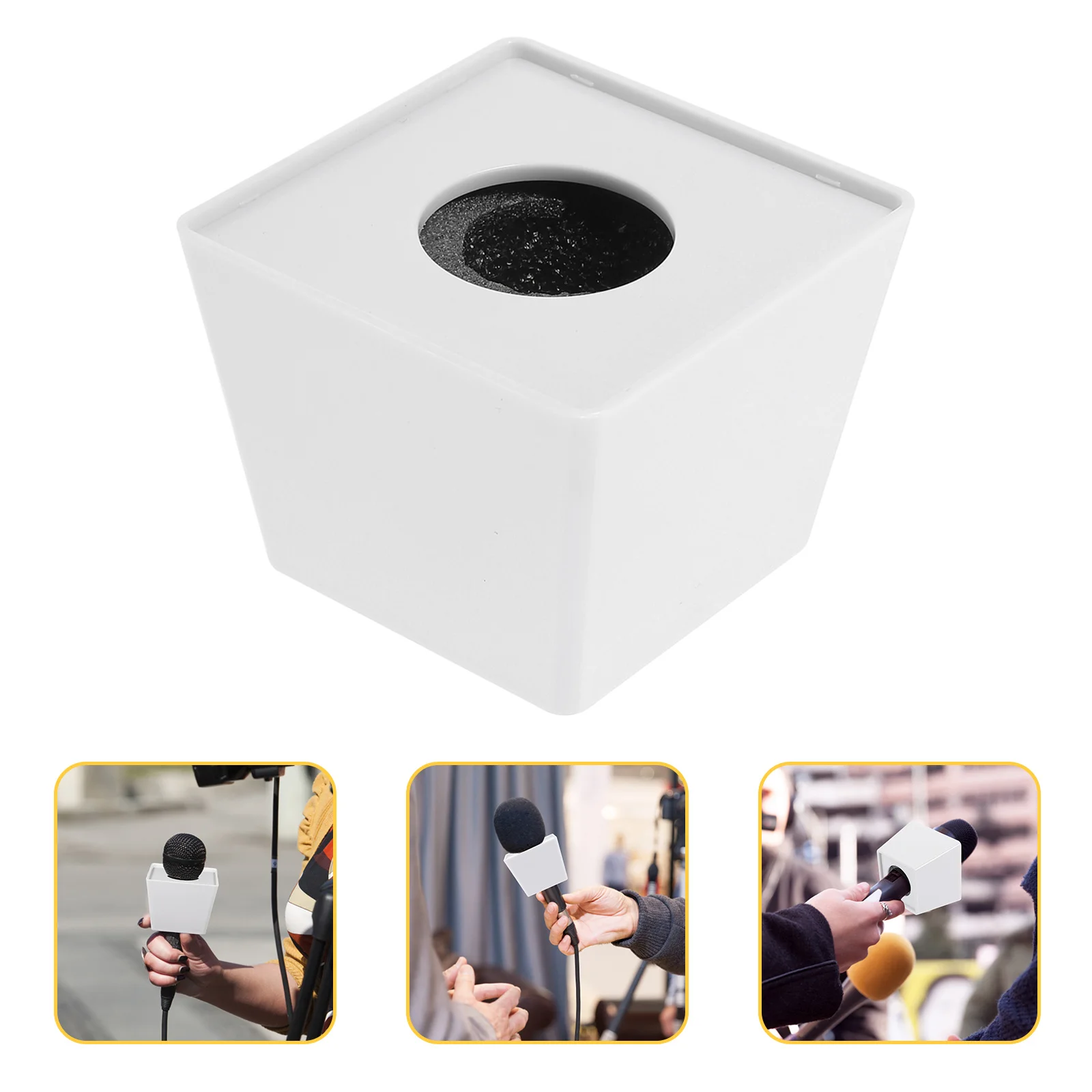 

Microphone Trapezoid Interview Logo Flag Station For Broadcasting Video Studio Handheld Mic Stand Abs Equipment Supplies