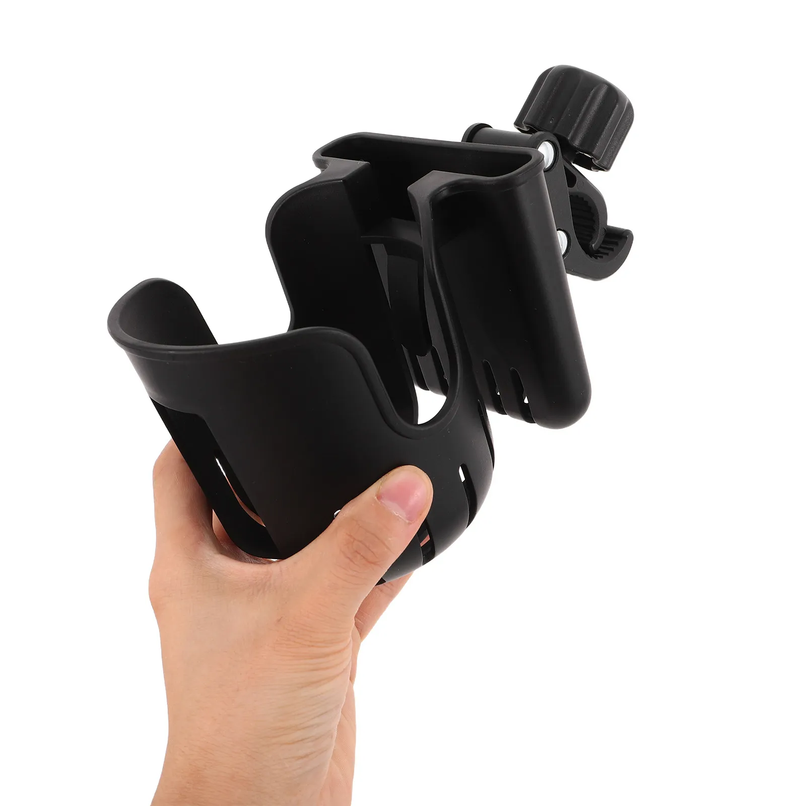 

Universal 2-in-1 Stroller Cup Holder Black with Phone Mount for Wheelchairs Walkers Bikes Scooters Coffee Cup Holder
