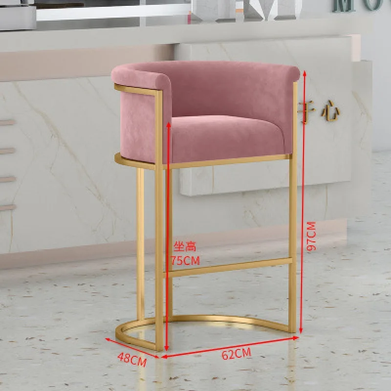 Honeycomb U-shaped Upholstered Coffee Kitchen Chair Velvet Living Room Bar Stools Luxury Gold Metal Hotel Bar Stool Chairs